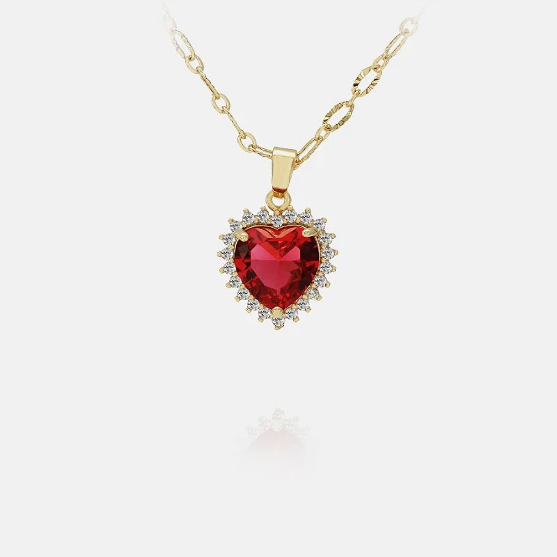Pendentif Coeur Argent Classique Rouge
