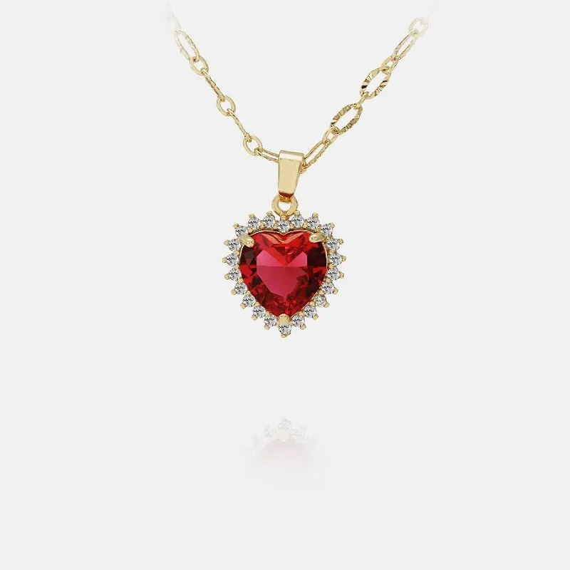 Pendentif Coeur Argent Classique Rouge