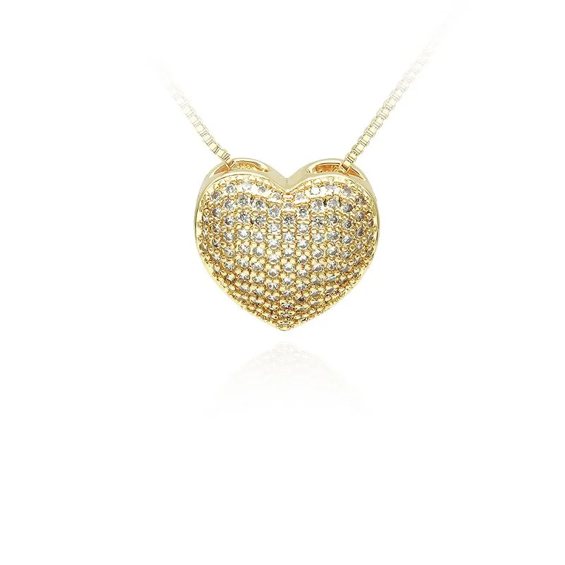 Pendentif coeur classique en zircon blanc