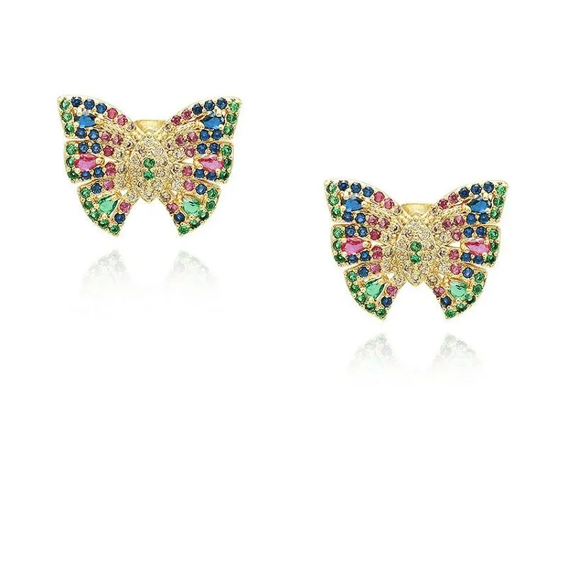Boucle d'Oreille Animal Papillon Zircon Couleur
