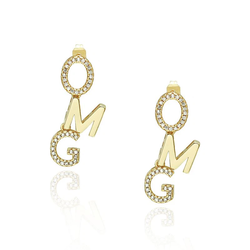 Boucles d'oreilles initiales Omg pour filles
