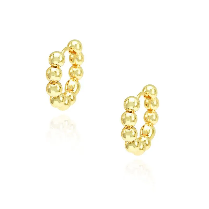 Boucle d'oreille créole à perles rondes brillantes