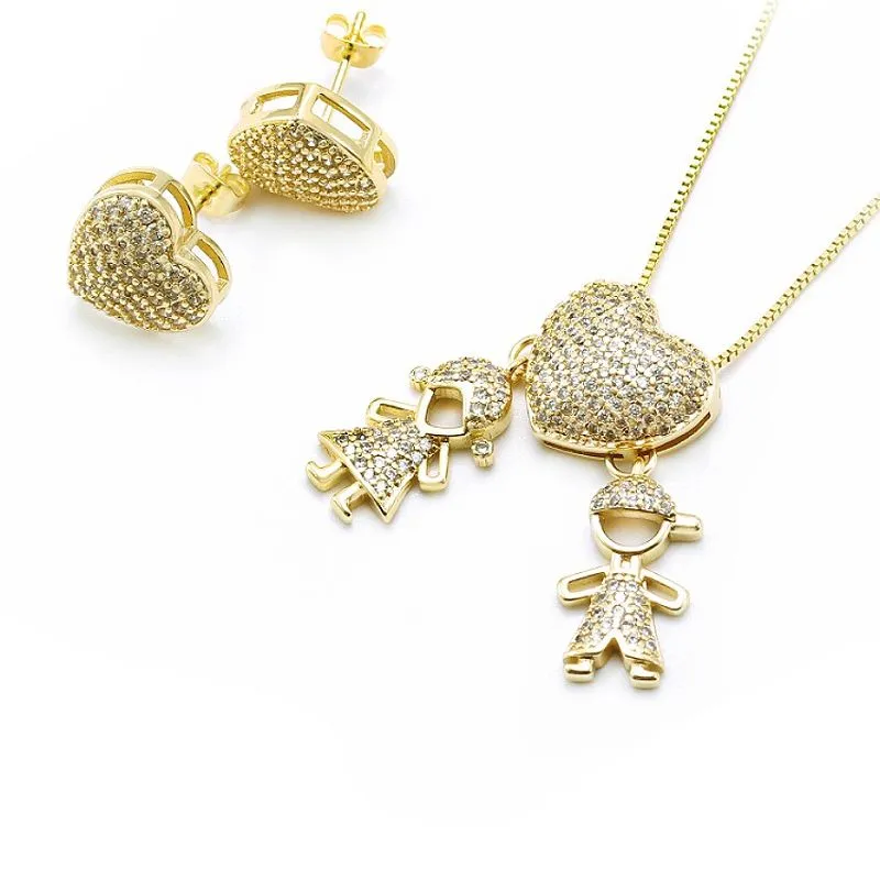 Ensemble de bijoux coeur plaqué or