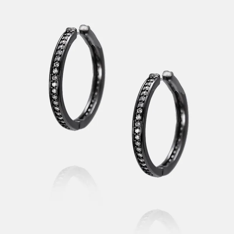 Boucle d'oreille créole plaquée hématite