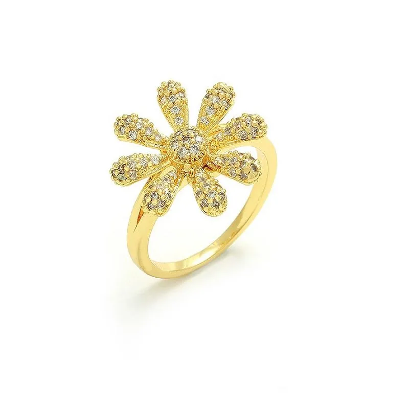 Dernière bague fleur plaquée or