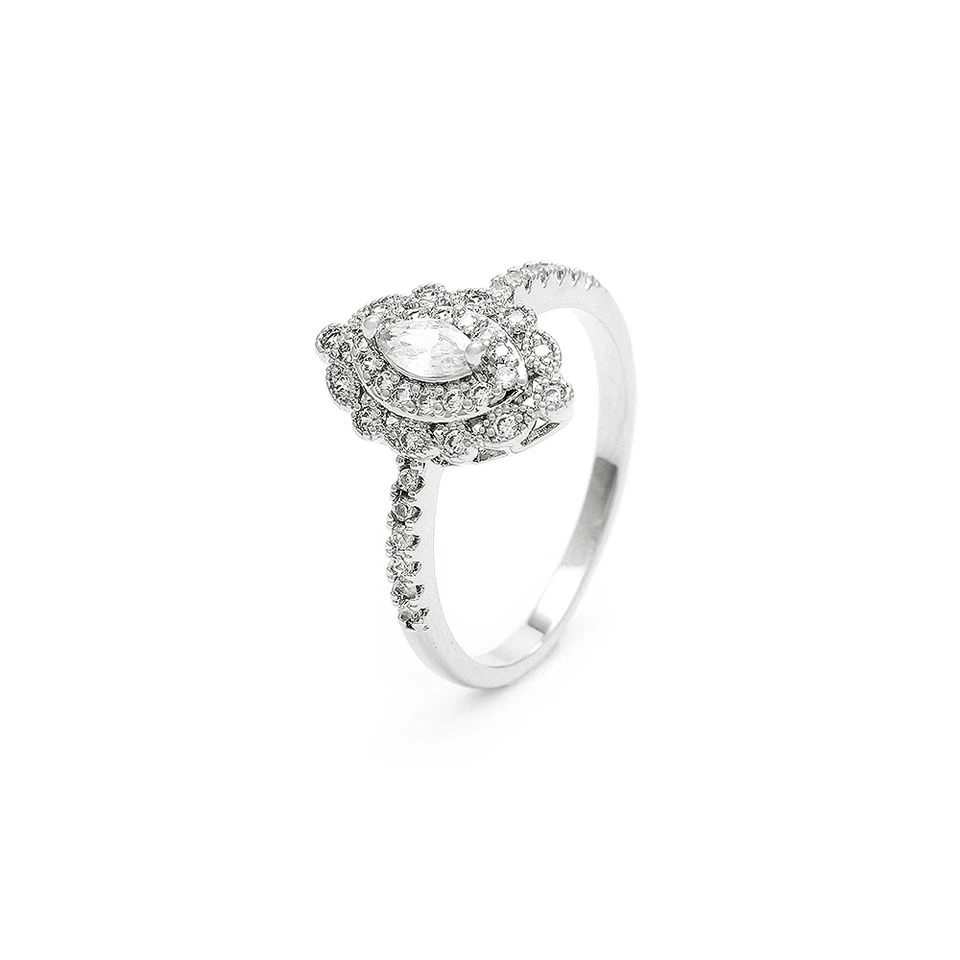 Bague marquise en argent sterling avec zircone