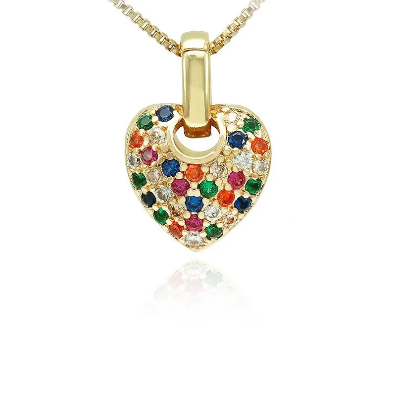 Pendentif coeur en zircon de couleurs mélangées