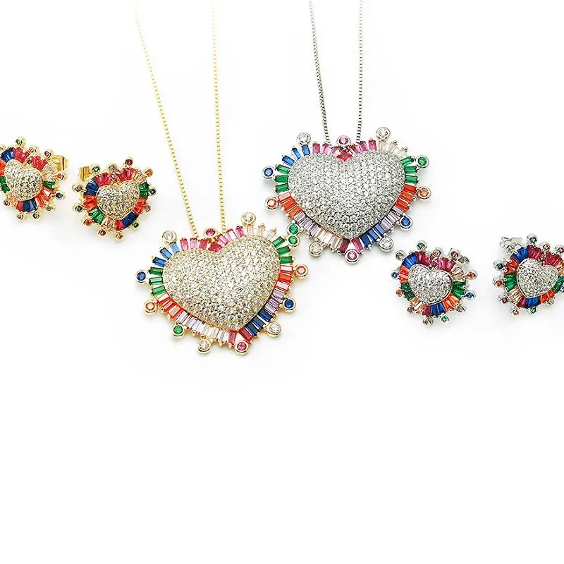 Ensemble de bijoux coeur multi-cz
