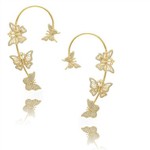 Papillon Boucle D'Oreille Manchette Plaqué Or