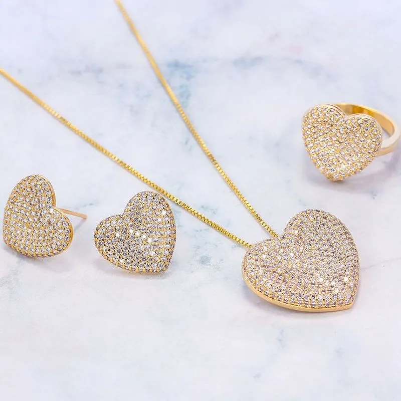 Ensemble de bijoux de coeur d'amour de femmes