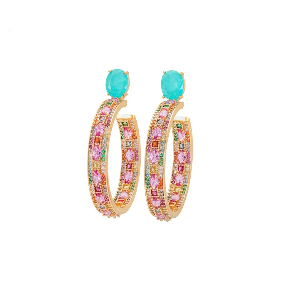 Boucles d'Oreilles Femme Plaqué Or Zircon Fusion